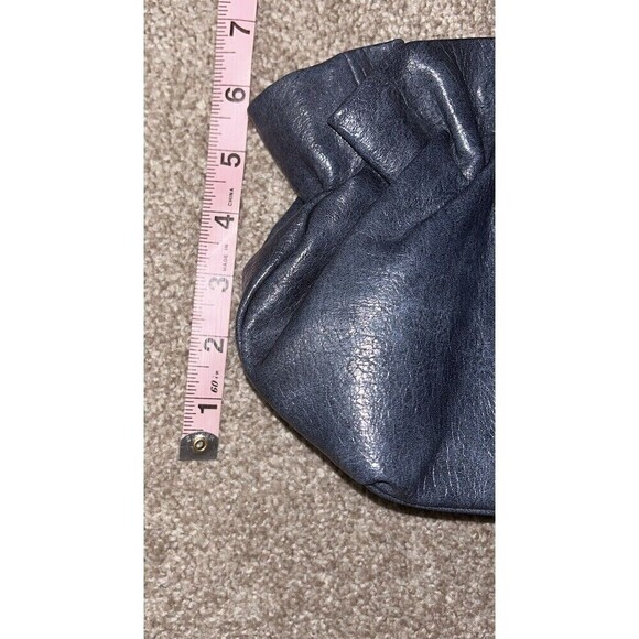 Anthropologie Blue Vegan Faux Ruffle Clutch Going Out Party - Picture 6 of 6